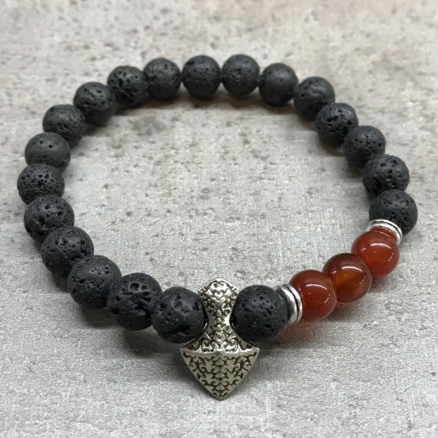 Pulsera de Lava y Cornalina - Hacha Vikinga