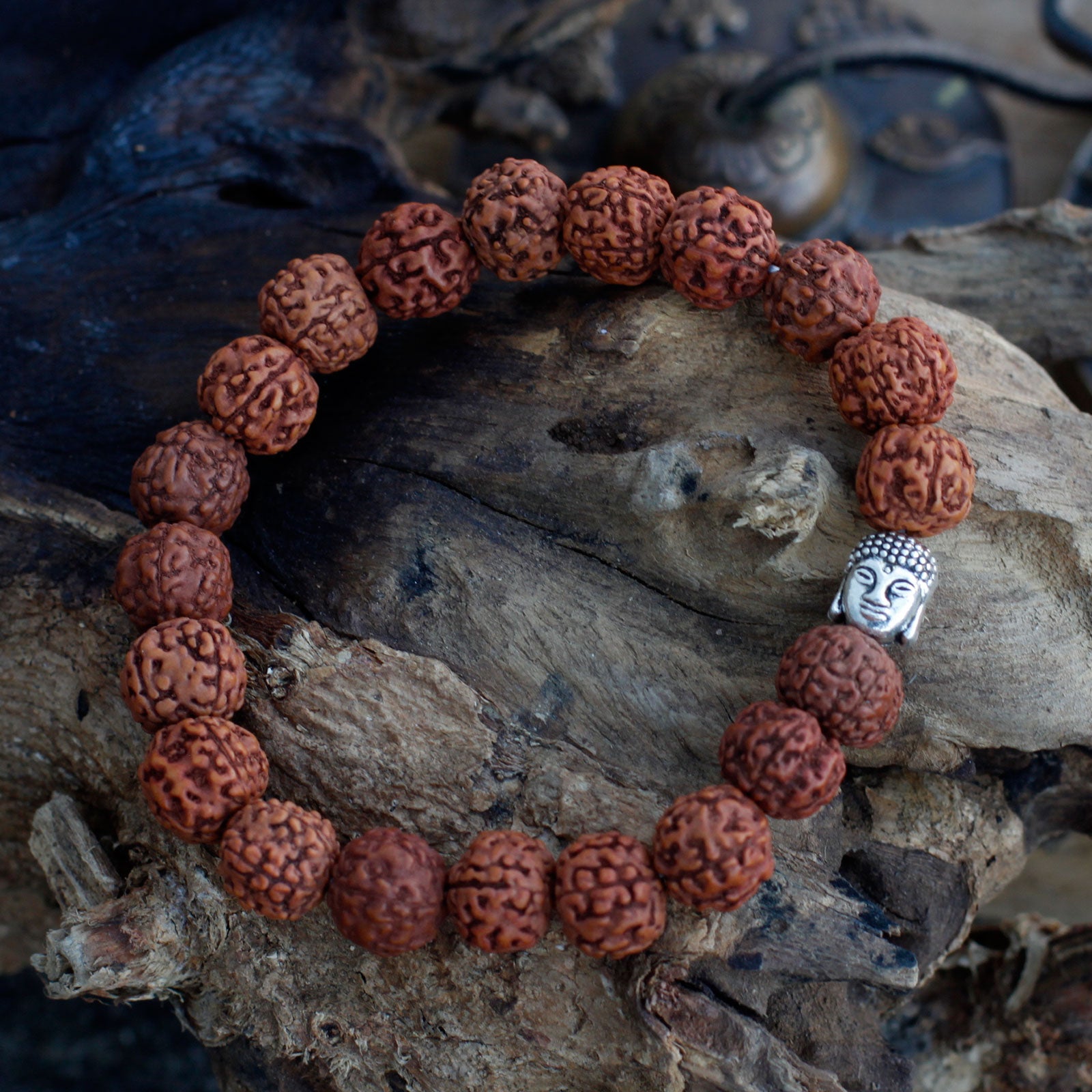 Pulsera de Semillas de Rudraksha - Buda