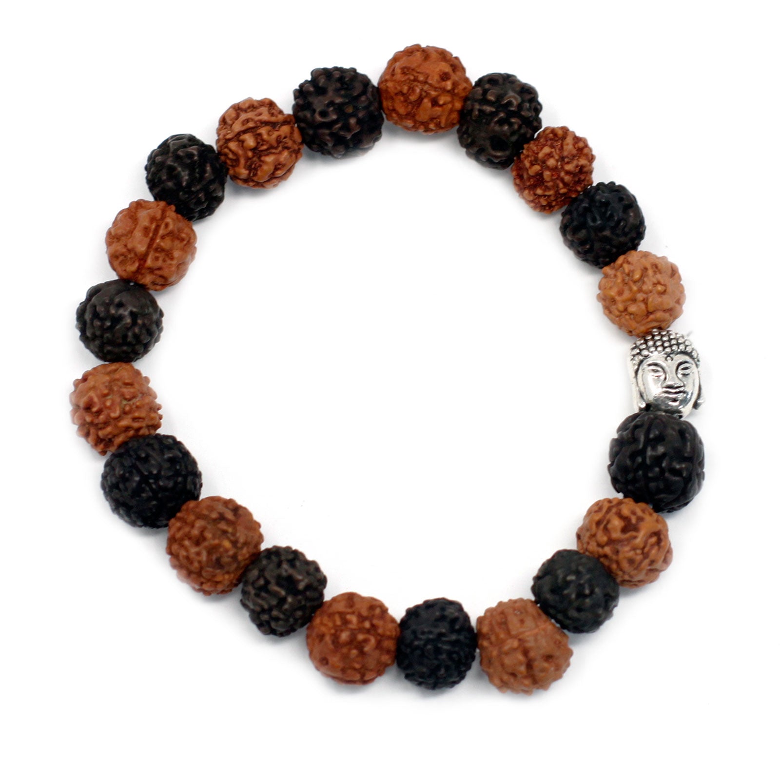 Pulsera de Semillas de Rudraksha Negra y Marrón - Buda