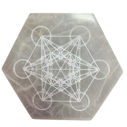 Placa de Carga de Selenita - Hexagonal 18cm - Metatrón