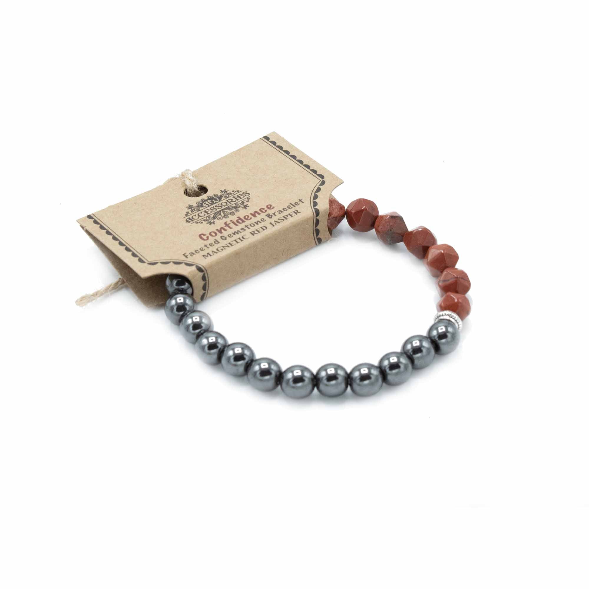 Pulsera Magnética con Jaspe Rojo Tallado