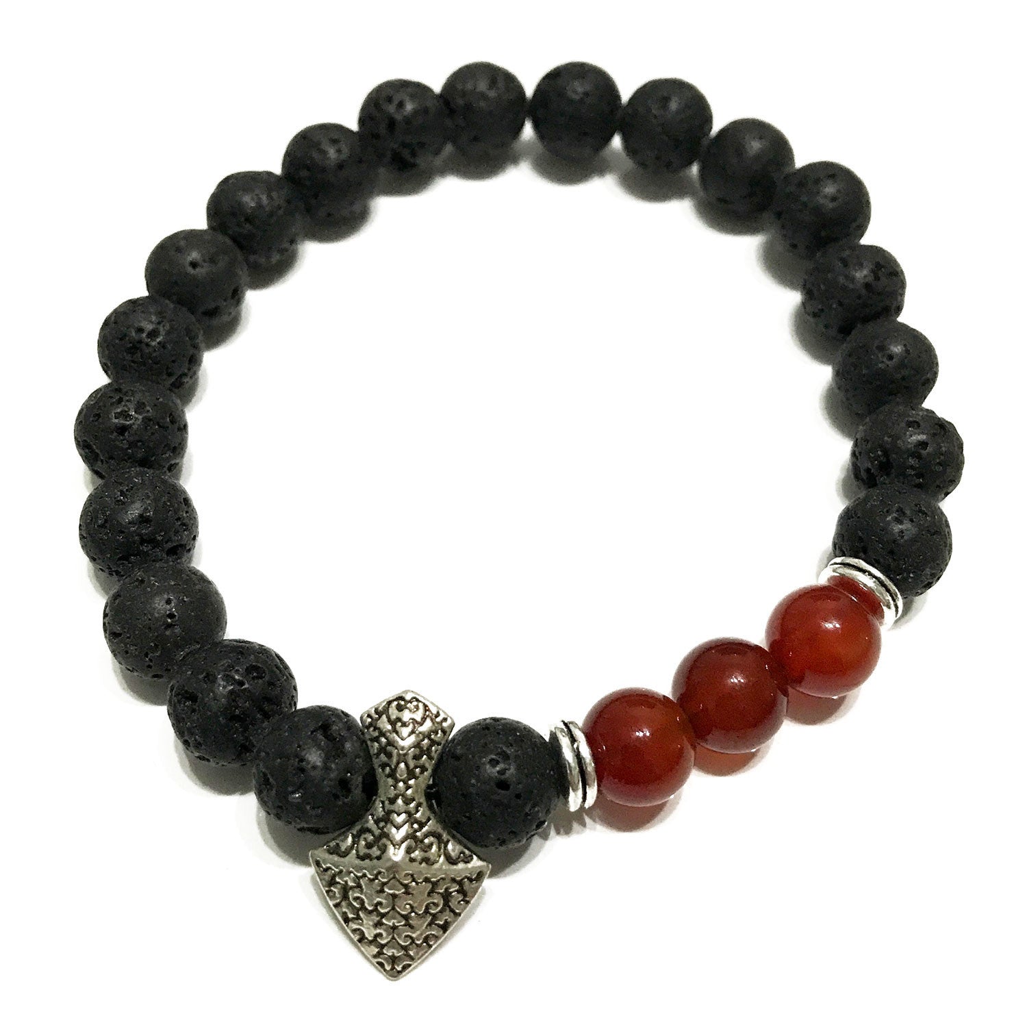 Pulsera de Lava y Cornalina - Hacha Vikinga